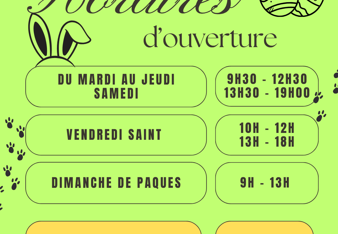 HORAIRES MAGASIN PAQUES 2026 Ensisheim